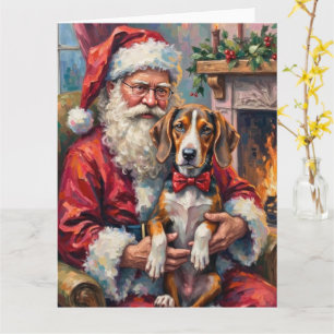 Santa Claus Treeing Walker Coonhound Christmas Art Card