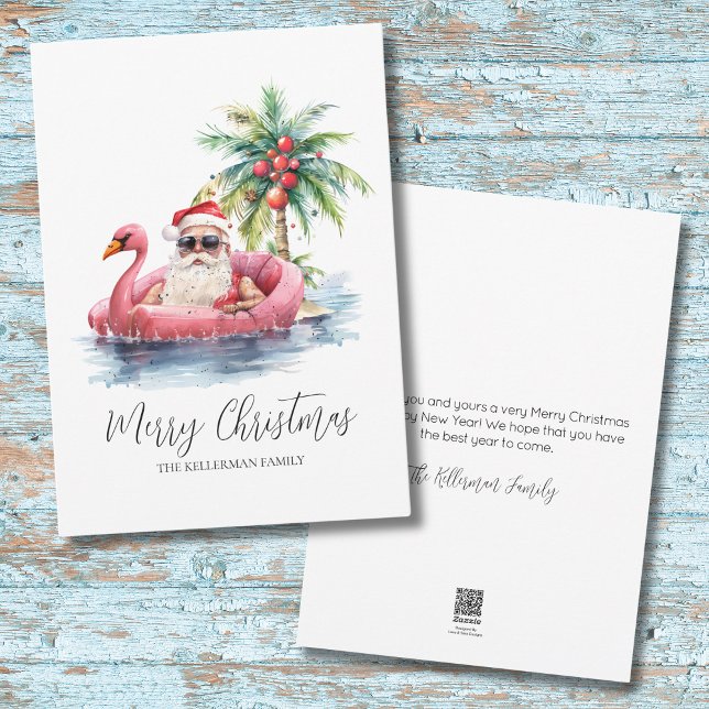 Santa Claus Tropical Beach Christmas Holiday Card (Santa Claus Tropical Beach Christmas Holiday Card)