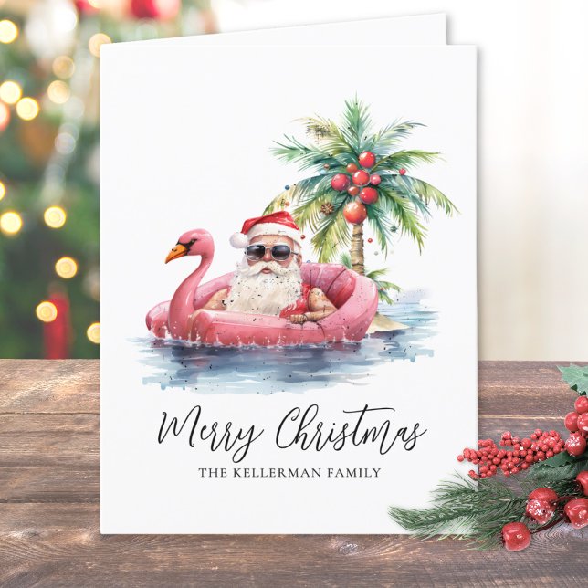 Santa Claus Tropical Beach Christmas Holiday Card (Santa Claus Tropical Beach Christmas Holiday Card)