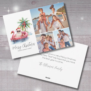 Santa Claus Tropical Beach Christmas Photo Holiday Card