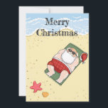 Santa Claus Tropical Beach Merry Christmas Holiday Card<br><div class="desc">Bring a touch of holiday atmosphere to your holiday wishes! This fun postcard shows Santa basking in the sun on the beach, surrounded by the sea and sun. This is an unusual, comical project that will surely put a smile on the face of every recipient. Perfect for lovers of humourous...</div>