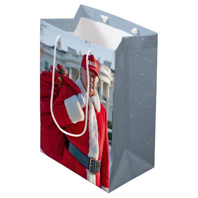 Santa Claus Trump With Red Gift Sack Medium Gift B Bag (Front Angled)
