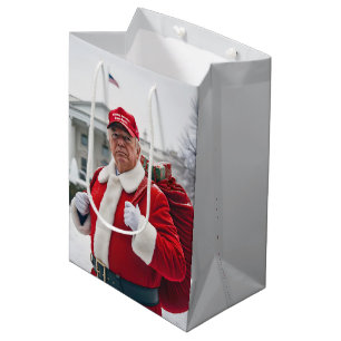 Santa Claus Trump With Red Gift Sack Medium Gift Bag