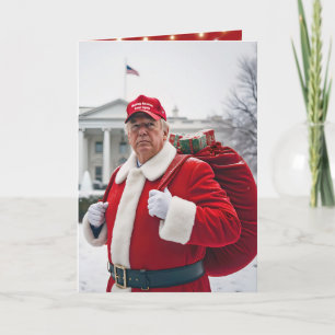 Santa Claus Trump With Red Sack Card