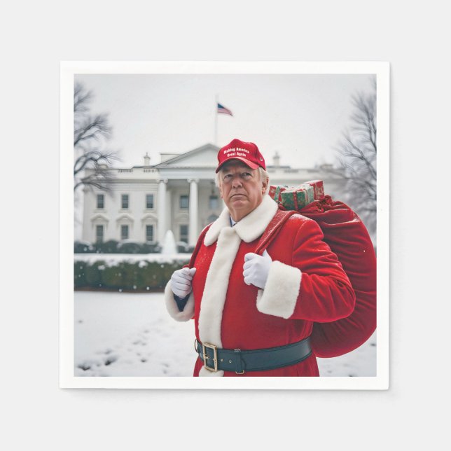 Santa Claus Trump With Red Sack Napkin (Front)