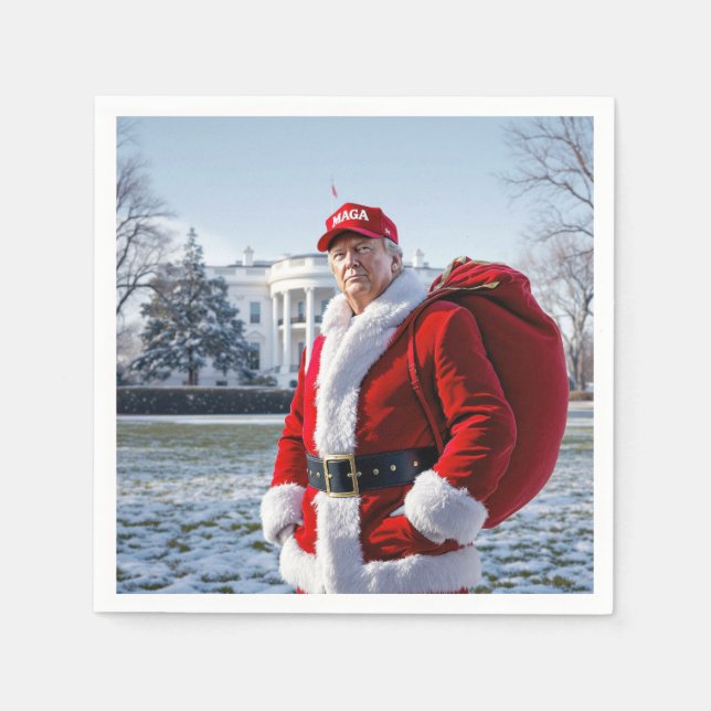 Santa Claus Trump With Red Sack Napkin (Front)