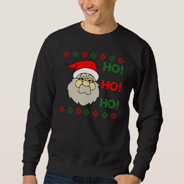 Santa Claus Ugly Christmas Sweater Ho Ho Ho (Front)