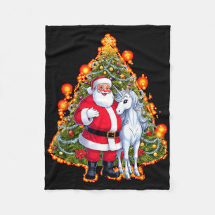 Santa Claus Unicorn Christmas Sweater Christmas Tr Fleece Blanket
