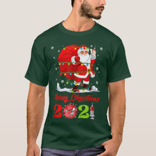 Santa Claus Vaccinated Xmas Lights Merry Christmas T-Shirt