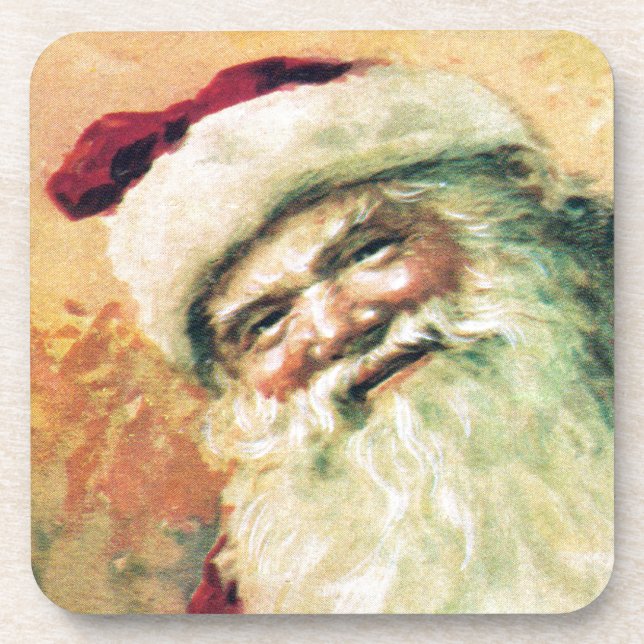 Santa Claus Vintage Christmas Coaster (Front)
