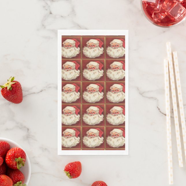 Santa Claus Vintage Christmas Holiday Napkin (Insitu)