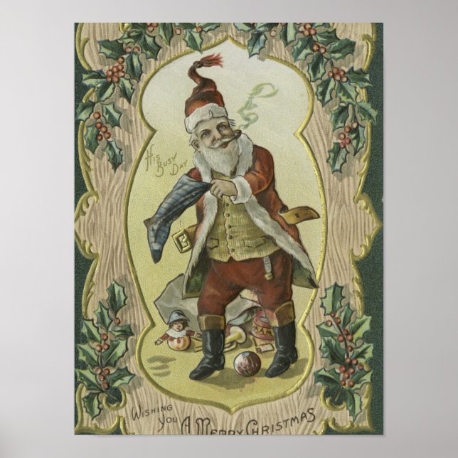 Santa claus Vintage Illustration Poster (Front)