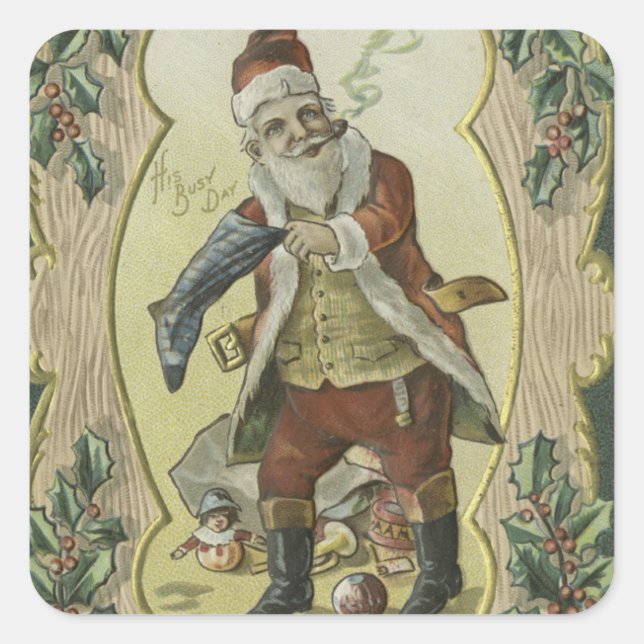 Santa claus Vintage Illustration Square Sticker (Front)