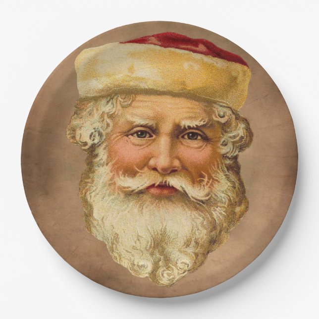 Santa Claus Vintage Paper Plate (Front)