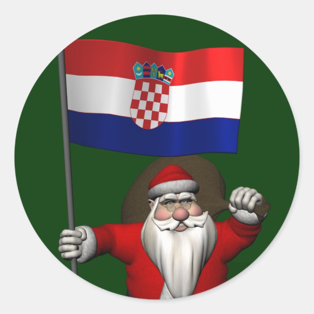 Santa Claus Visiting Croatia Classic Round Sticker (Front)