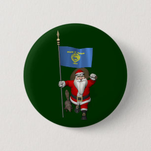 Santa Claus Visiting The Beaver State 6 Cm Round Badge