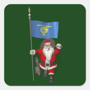Santa Claus Visiting The Beaver State Square Sticker
