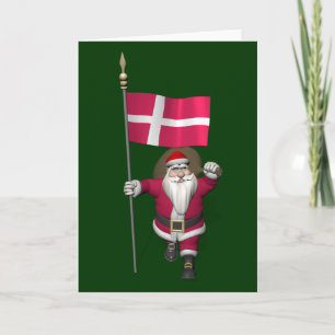 Santa Claus Visits Denmark Dannebrog Holiday Card