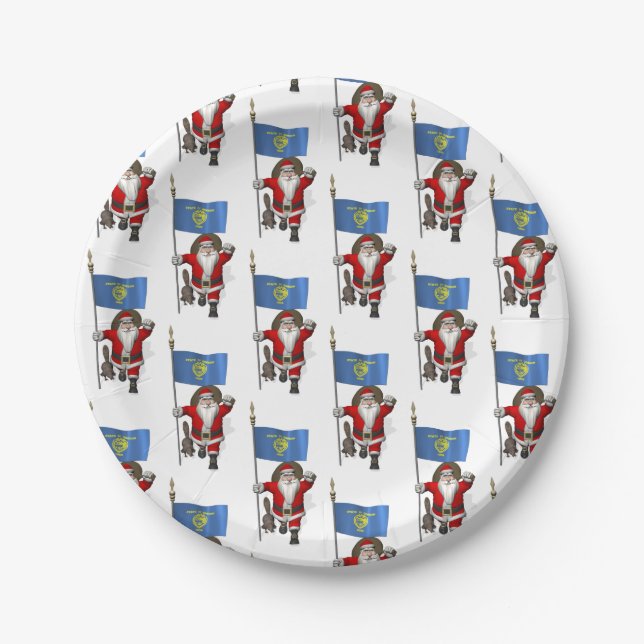 Santa Claus Visits The Beaver State Paper Plate (Front)
