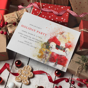 Santa Claus Watercolor Holiday Party Invitation