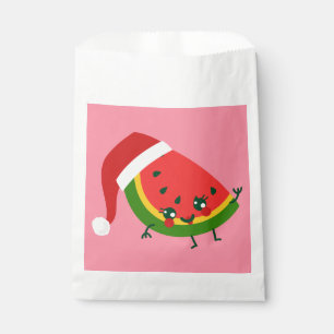 santa claus watermelon pink christmas favour bags