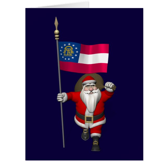 Santa Claus Waving Flag Of Georgia (Front)