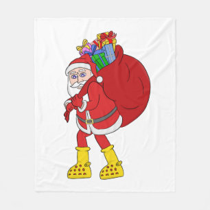 Santa Claus Wearing Big Yellow Boots Fleece Blanket