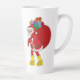 Santa Claus Wearing Big Yellow Boots Latte Mug