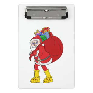 Santa Claus Wearing Big Yellow Boots Mini Clipboard