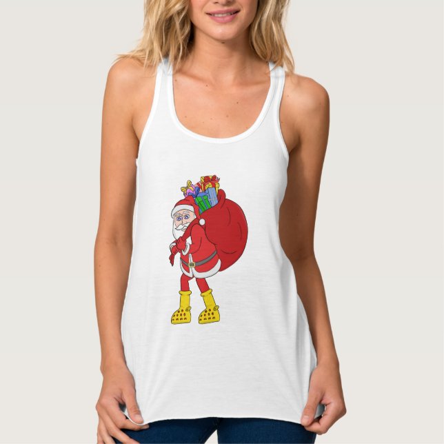 Santa Claus Wearing Big Yellow Boots Singlet (Front)
