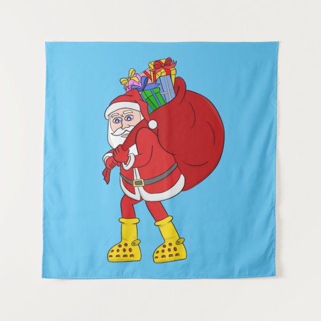 Santa Claus Wearing Big Yellow Boots Tapestry (Front)