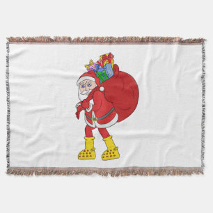 Santa Claus Wearing Big Yellow Boots Throw Blanket