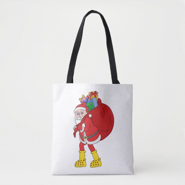Santa Claus Wearing Big Yellow Boots Tote Bag (Front)