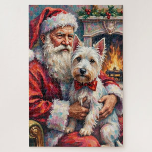 Santa Claus West Highland White Terrier Christmas Jigsaw Puzzle