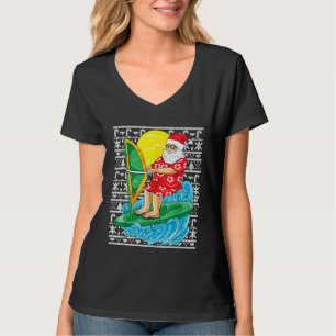 Santa Claus Wind Surf Surfing Surfer Hawaiian Chri T-Shirt