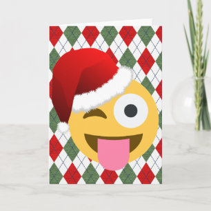 santa claus wink emoji holiday card