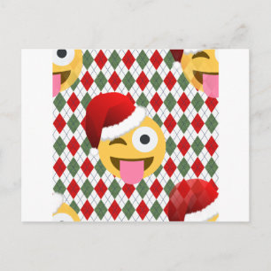 santa claus wink emoji holiday postcard