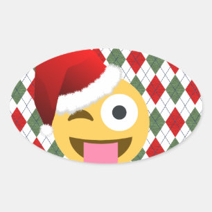 santa claus wink emoji oval sticker