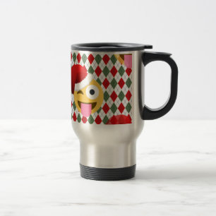 santa claus wink emoji travel mug