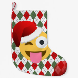 santa claus wink emoji xmas christmas stocking