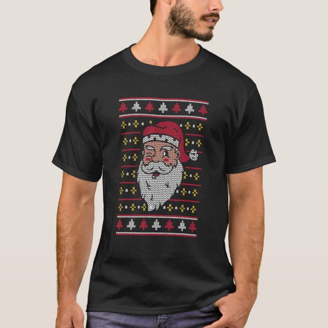 Santa Claus Wink Ugly Christmas Sweater  Holiday X (Front)
