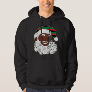 Santa Claus Winking Christmas Pan African Flag Hat Hoodie