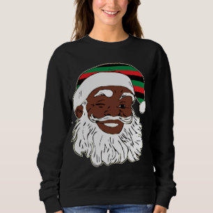 Santa Claus Winking Christmas Pan African Flag Hat Sweatshirt
