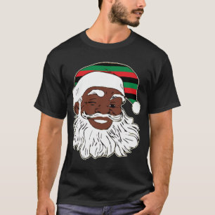 Santa Claus Winking Christmas Pan African Flag Hat T-Shirt