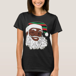 Santa Claus Winking Christmas Pan African Flag Hat T-Shirt