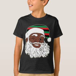 Santa Claus Winking Christmas Pan African Flag Hat T-Shirt