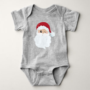 Santa Claus, Winking Santa, Santa Hat, Christmas Baby Bodysuit