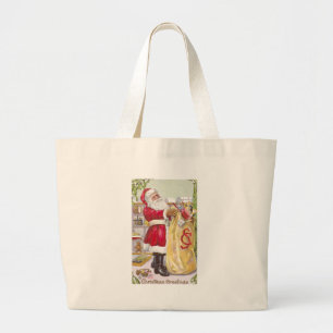 Santa Claus with a Sack Full of Toys Large Tote Bag