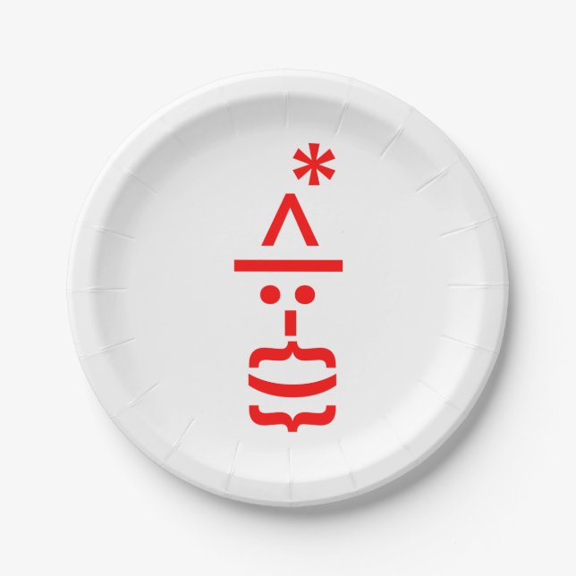 Santa Claus with Beard Christmas Emoticon Paper Plate (Front)