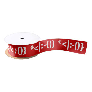 Santa Claus with Beard Christmas Emoticon Satin Ribbon